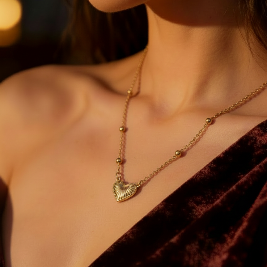Heartline – Gold Beaded Necklace