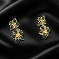 Midnight Petal – Enamel Gold Drop
