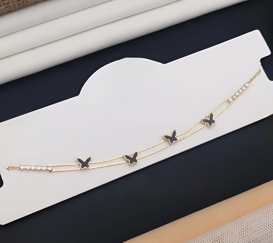 Seraphine Noir – Layered Butterfly Necklace